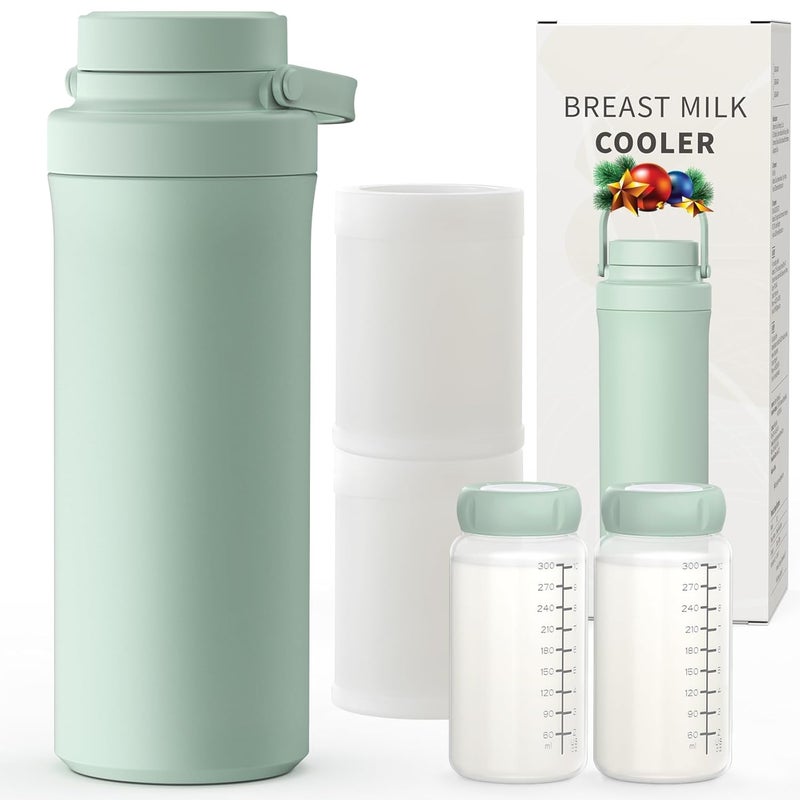 XAPROO 22oz Breast Milk Cooler Bottle, Breastmilk Cooler with 360° Cooling for 24 Hours, Portable Milk Chiller for Breastmilk with 2pcs Baby Bottles, Breast Milk Storage Bags for Baby, BPA-Free - Image 1